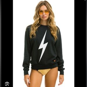Aviator Nation Bolt Crew Sweatshirt in Charcoal